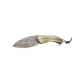 Le cathare folding knife with blon horn handle damasteel blade