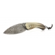 Couteau le cathare cran plat corne blonde damas
