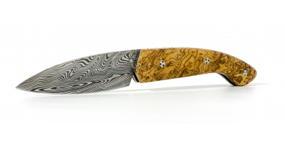 Ariegeois folding knife with olive burl handle system with olive burl handle