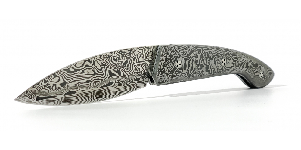 Ariegois folding knife full damasteel - Coutellerie Savignac