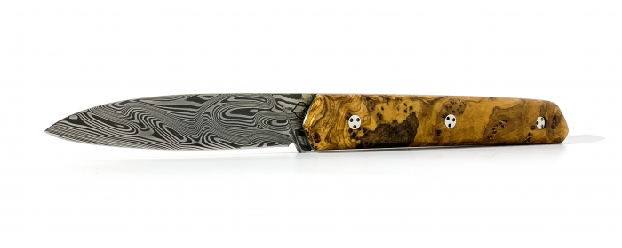 Le Montagnol folding knife olive tree burl