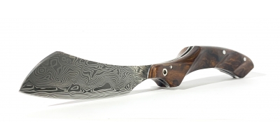 Le phasme folding knife Damasteel desert iron wood handle