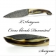 L'ariégeois folding knife blonde horn handle damasteel blade