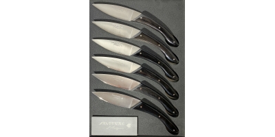Knives set of 6 table knives Ariégeois black horn