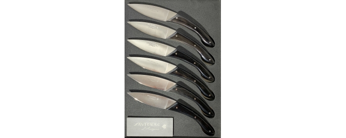 Knives set of 6 table knives Ariégeois black horn